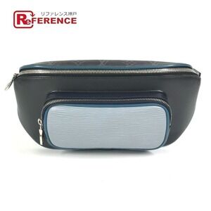 LOUIS VUITTON Epi Eclipse Black Bum Bag Waist Body Bum Crossbody Belt Navy Blue